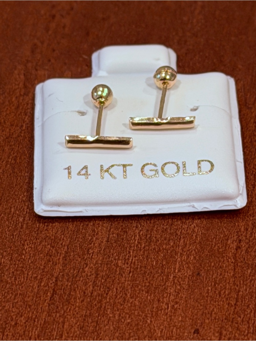 Solid Gold 14Karat Bar Stud Earring